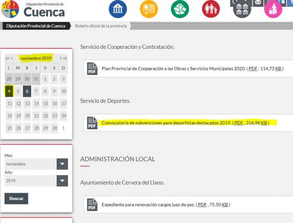 CONVOCATORIA DE SUBVENCIONES PARA DEPORTISTAS DESTACADOS 2019